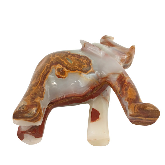 Hand-Carved Onyx Elephant Figurine – Natural Stone Decor with Raised Trunk - Picture 12 of 16